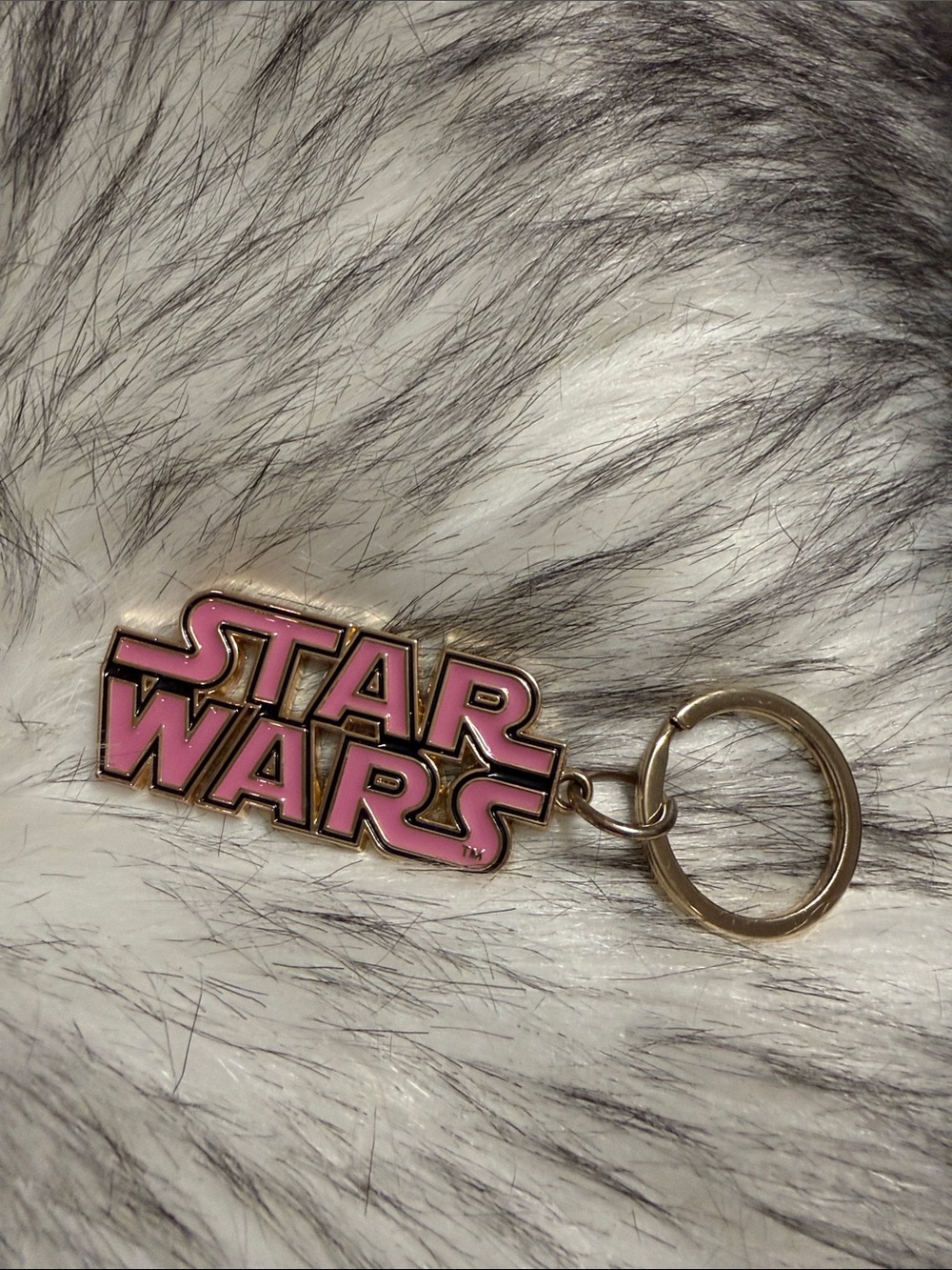 Star Wars Pink Logo Keychain with Gold Tone Ring